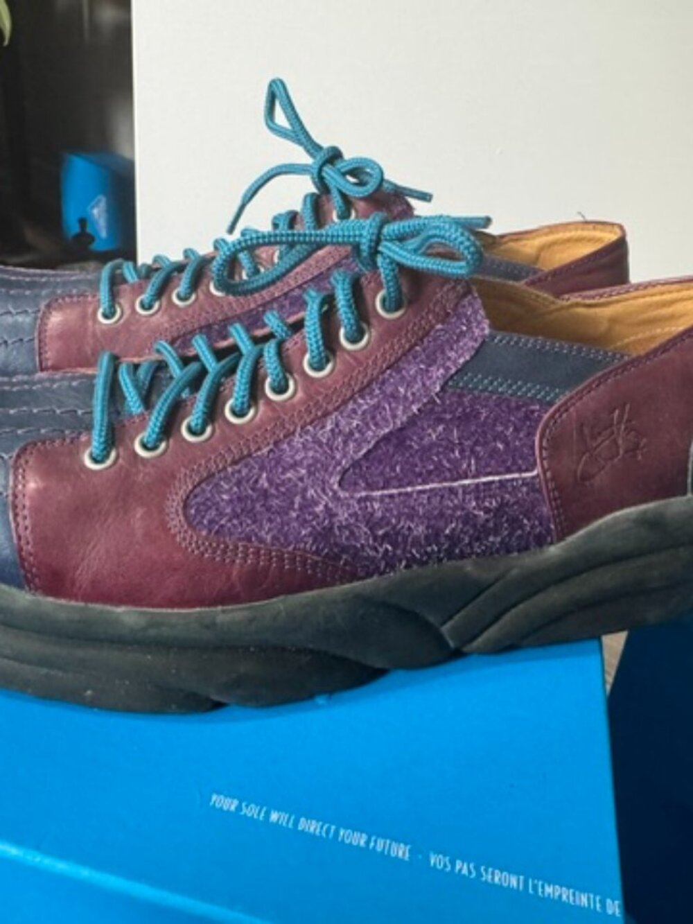 John Fluevog Provog – Blue / Burgundy / Purple – Men’s 9 / Women’s 11